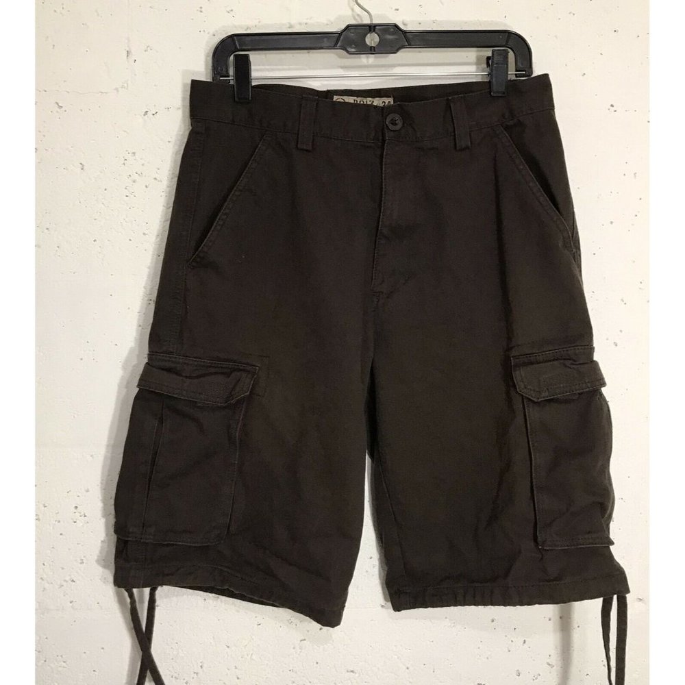Men's Flat Front NOIZ premium Jeans Cargo Shorts Size 34 Brown Khaki